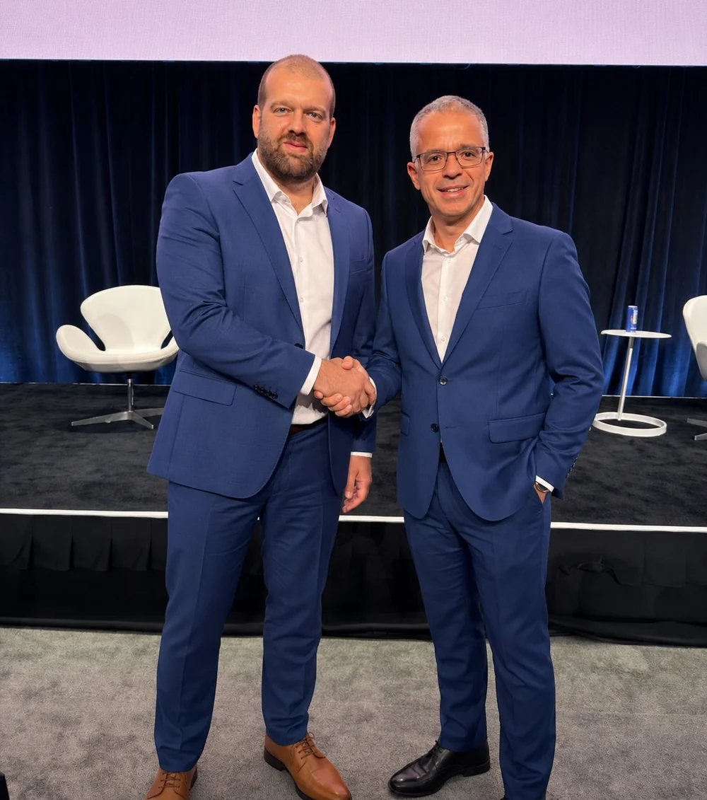 Augusto Cesar e Carlos Rodrigo, liderancas da Accerte, em evento da IBM